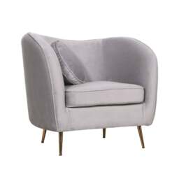 Grey Velvet Armchair with Cushion - thumbnail 1