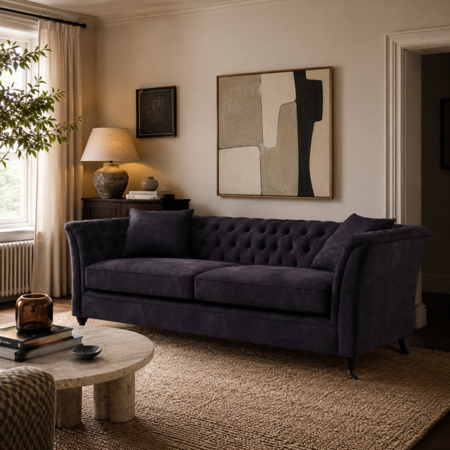 Sabrina Three Seat Grey Velvet Sofa - image 1