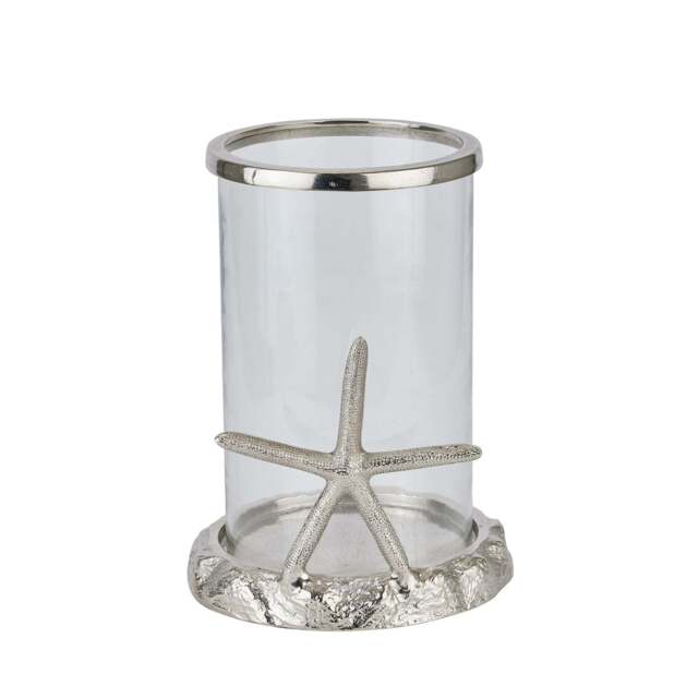 Silver Starfish Candle Hurricane Lantern - image 1