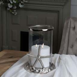 Silver Starfish Candle Hurricane Lantern - thumbnail 2