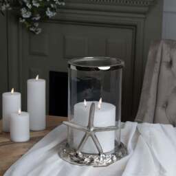Silver Starfish Candle Hurricane Lantern - thumbnail 3