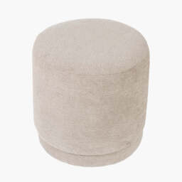 Sassari Taupe Teddy Fabric Cylinder Pouffe - thumbnail 3