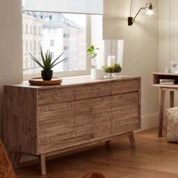 Kalmar Sand Wash Acacia Wood 3 Drawer 3 Door Sideboard - thumbnail 2