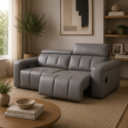 Dallas Grey Lay-Z-Boy Style Leather Power Recliner 3 Seater Sofa