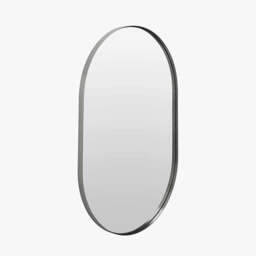 Brushed Silver Metal Slim Frame Oval Wall Mirror - thumbnail 3