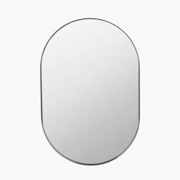 Brushed Silver Metal Slim Frame Oval Wall Mirror - thumbnail 2