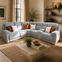 Owen Electric Recliner Sofa Grey Large Corner - thumbnail 1