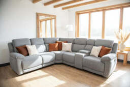 Owen Electric Recliner Sofa Grey Large Corner - thumbnail 3