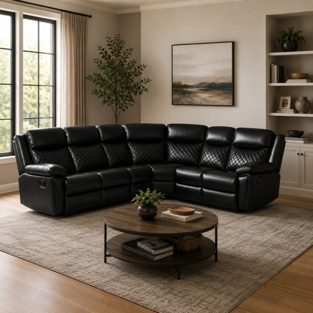 Myra Recliner Sofa Black Large Corner - image 1
