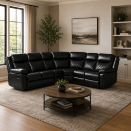Myra Recliner Sofa Black Large Corner - thumbnail 1