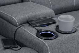 Galaxy Tech Recliner Grey Fabric 2 Seater Sofa - thumbnail 5
