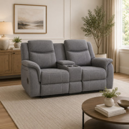 Galaxy Tech Recliner Grey Fabric 2 Seater Sofa - thumbnail 1