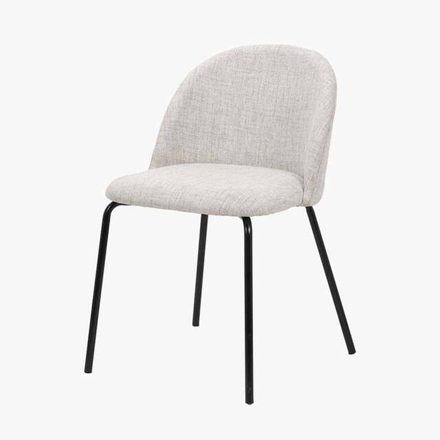 Turi Pebble Linen Mix and Black Metal Dining Chair - image 1