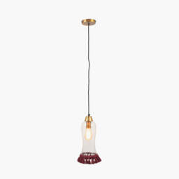 Dita Clear Organic Glass and Red Tassel Pendant - thumbnail 3