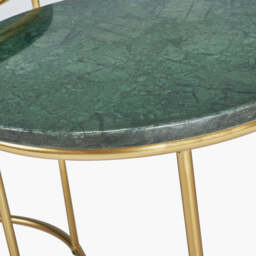 Milly S/2 Green Marble and Gold Metal Side Tables - thumbnail 4