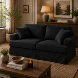 Ralph Two Seat Black Velvet Sofa - thumbnail 1