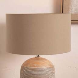 Henry 35cm Taupe Handloom Cylinder Lampshade - thumbnail 2
