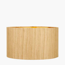 Stellan 30cm Gold Slubbed Faux Silk Gold Lined Cylinder Lampshade - thumbnail 2