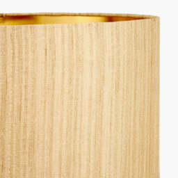 Stellan 30cm Gold Slubbed Faux Silk Gold Lined Cylinder Lampshade - thumbnail 4