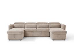 Capri Sofabed U shape Corner Sofa Bed Beige With Adjustable Headrests Morgan - Malvern - Somerford - Calix - Euphoria - Plush Style - thumbnail 3
