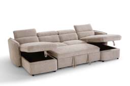 Capri Sofabed U shape Corner Sofa Bed Beige With Adjustable Headrests Morgan - Malvern - Somerford - Calix - Euphoria - Plush Style - thumbnail 5