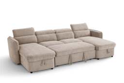 Capri Sofabed U shape Corner Sofa Bed Beige With Adjustable Headrests Morgan - Malvern - Somerford - Calix - Euphoria - Plush Style - thumbnail 4