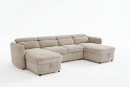Capri Sofabed U shape Corner Sofa Bed Beige With Adjustable Headrests Morgan - Malvern - Somerford - Calix - Euphoria - Plush Style - thumbnail 2