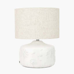 Flora White Small Floral Ceramic Table Lamp - thumbnail 3