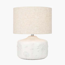 Flora White Small Floral Ceramic Table Lamp - thumbnail 2