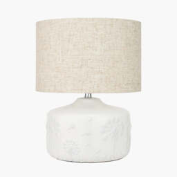 Flora White Small Floral Ceramic Table Lamp - thumbnail 1