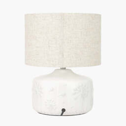 Flora White Small Floral Ceramic Table Lamp - thumbnail 4