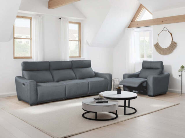 Mayfair Electric Reclining 4 Seater Sofa & Armchair Dark Grey