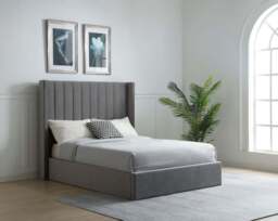 Athena Grey Velvet Double Emerson Multi-Lift Ottoman Bed - thumbnail 3