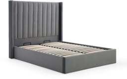 Athena Grey Velvet Double Emerson Multi-Lift Ottoman Bed - thumbnail 2