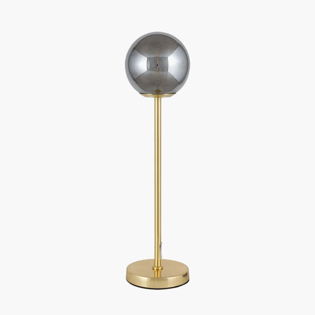 Arabella Smoked Glass Orb and Gold Metal Table Lamp - image 1