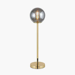 Arabella Smoked Glass Orb and Gold Metal Table Lamp - thumbnail 2