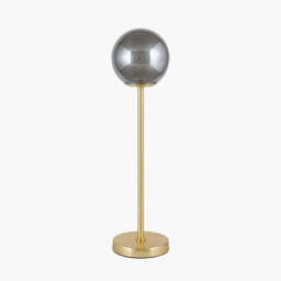 Arabella Smoked Glass Orb and Gold Metal Table Lamp - thumbnail 3