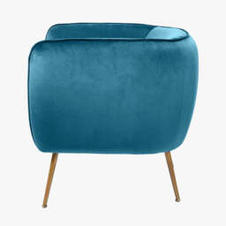 Lucca Sapphire Blue Velvet and Metal Armchair - thumbnail 3
