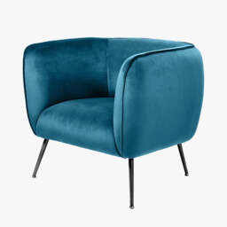 Lucca Sapphire Blue Velvet and Metal Armchair - thumbnail 2