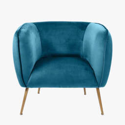 Lucca Sapphire Blue Velvet and Metal Armchair - thumbnail 1