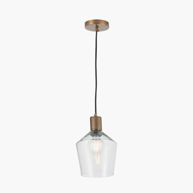 Bexley Clear Glass with Antique Brass Fitting Elec Pendant - image 1