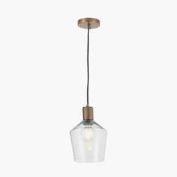 Bexley Clear Glass with Antique Brass Fitting Elec Pendant - thumbnail 1