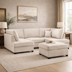 Carnaby Sofa Plush Beige U Shape Corner Morgan - Malvern - Somerford - Calix - Euphoria - Plush Style