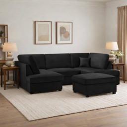 Carnaby Sofa Plush Black U Shape Corner Morgan - Malvern - Somerford - Calix - Euphoria - Plush Style