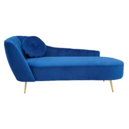 Felizia Midnight Blue Velvet Chaise - thumbnail 1