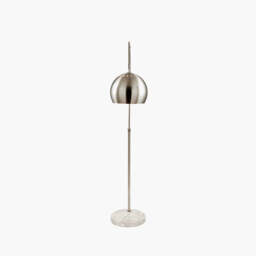FelicianiÂ Brushed Silver Metal and White Marble Floor Lamp - thumbnail 2