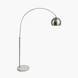 FelicianiÂ Brushed Silver Metal and White Marble Floor Lamp - thumbnail 3