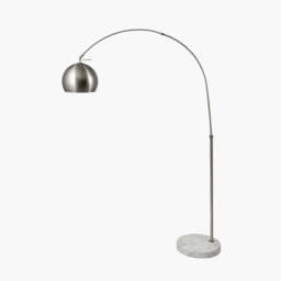 FelicianiÂ Brushed Silver Metal and White Marble Floor Lamp - thumbnail 1