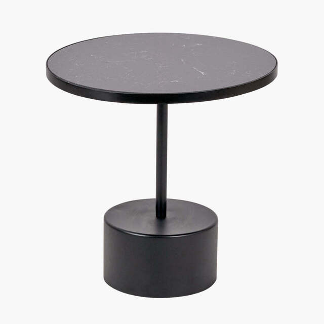 Enzo Black Marble and Black Metal Cylinder Base Coffee Table - image 1