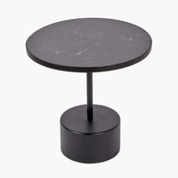 Enzo Black Marble and Black Metal Cylinder Base Coffee Table - thumbnail 3